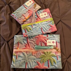 Hip Hip Array Colorful Palm Tree Pouch Trio